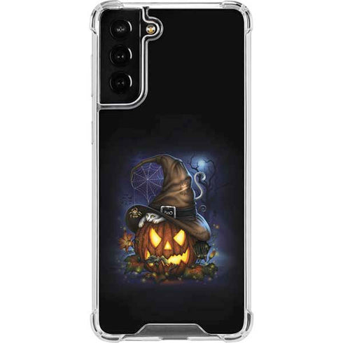 Halloween Cat and Jack O Lantern Pumpkin by Sarah Richter Galaxy S21 FE Clear Case